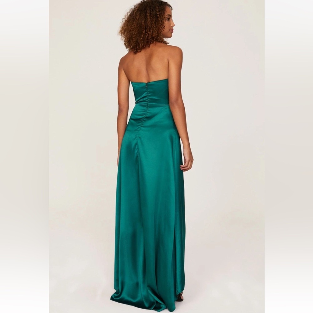 RTR Elle Zeitoune Magnolia Strapless Gown Shift Dress Green Satin Size Large - Picture 2 of 12